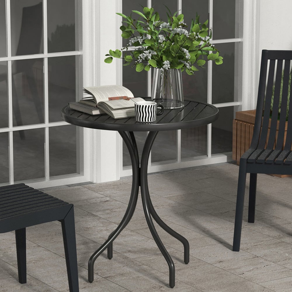 Outsunny Black Round Garden Table Image 1
