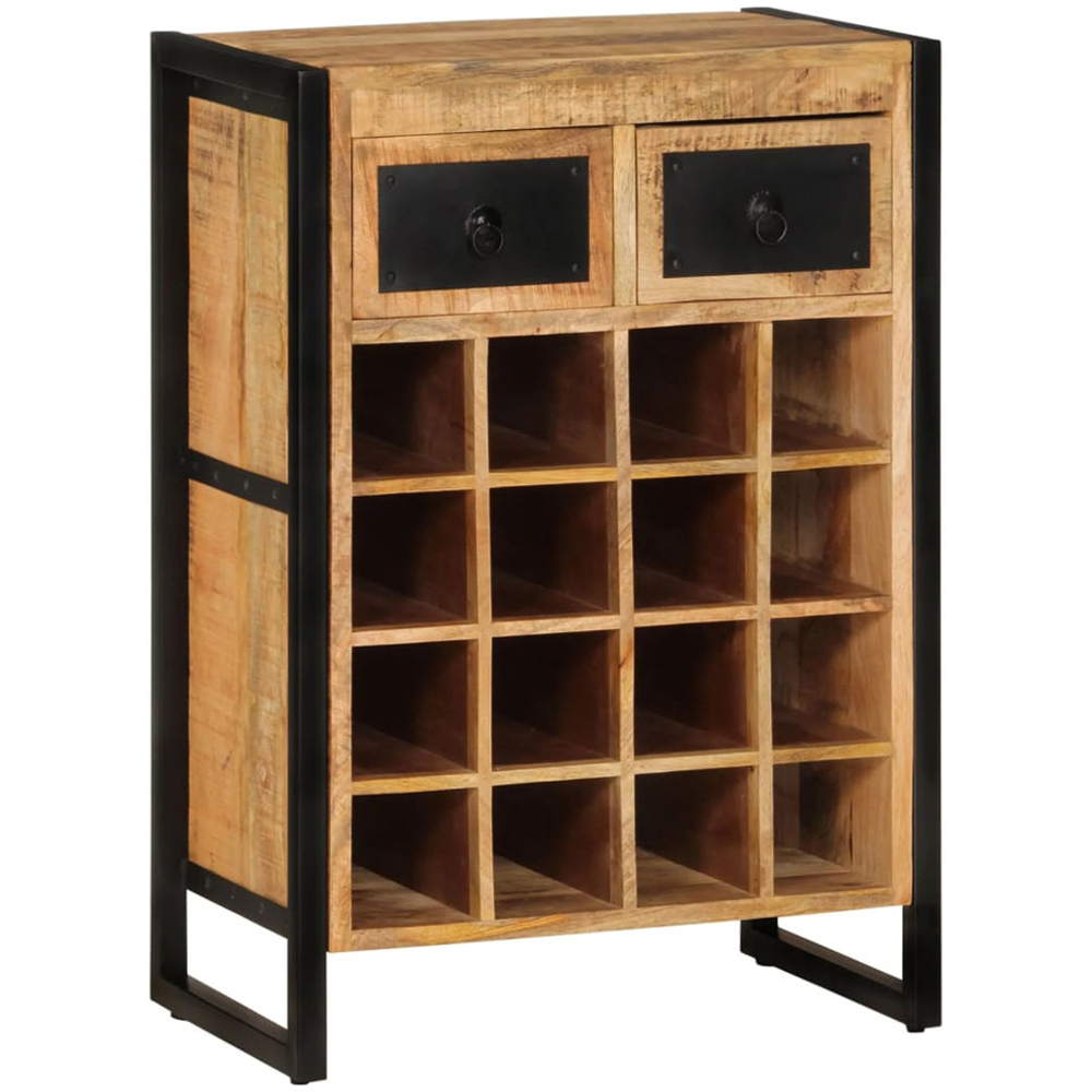 vidaXL 2 Drawer 16 Bottle Brown Freestanding Wine Cabinet Image 1