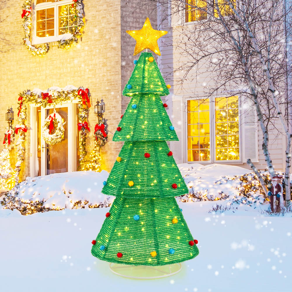 Costway 200 Warm LED Collapsible Pre-Lit Artificial Christmas Tree 6ft Image 2