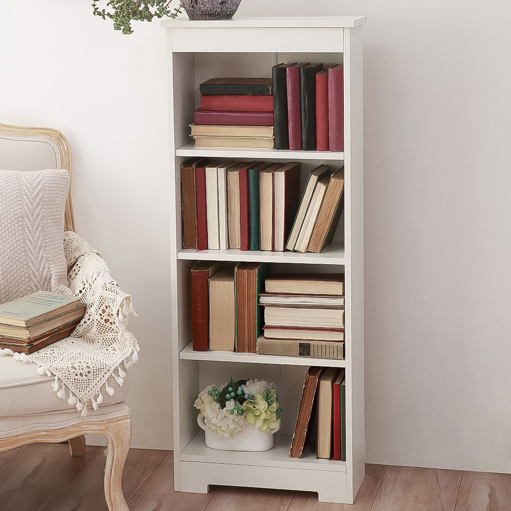 Core Products Erin 4 Shelf White Finish Low Narrow Bookcase  Image 1
