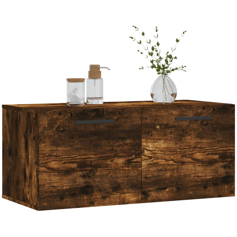 vidaXL 2 Door Smoked Oak Wall Cabinet Image 3