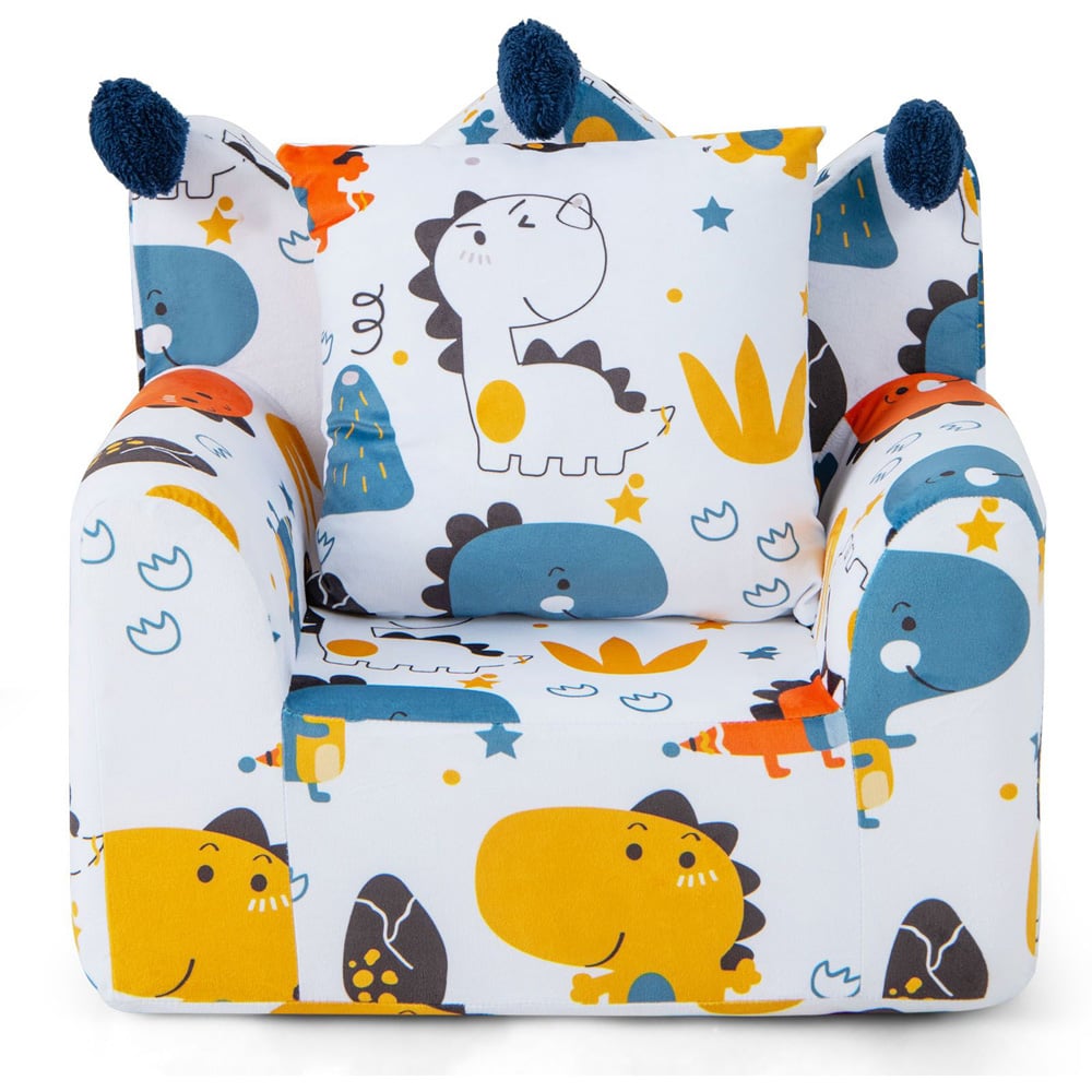 Costway Orange Kids Armchair with Pillow Image 3