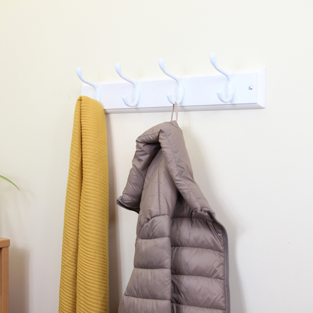 Headbourne White 4 Hook Coat Rail Image 2