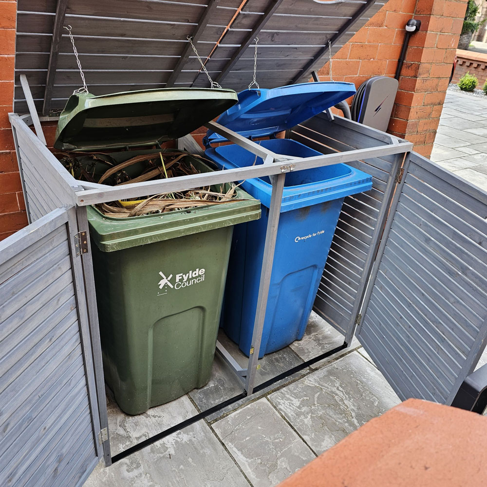Samuel Alexander Triple Large Grey Wooden Outdoor Garden Triple Wheelie Bin Storage 240L Image 7