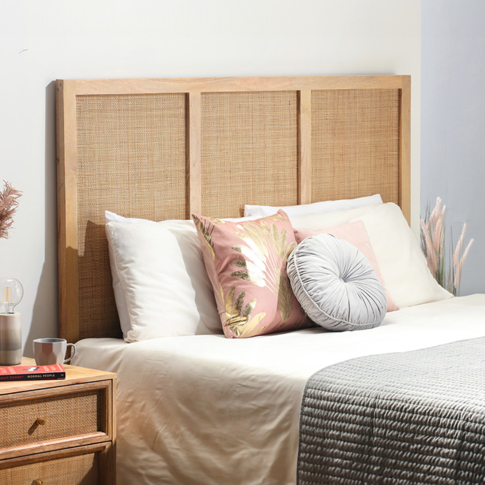 Desser Venice Natural Rattan and Mango Wood Queen Headboard