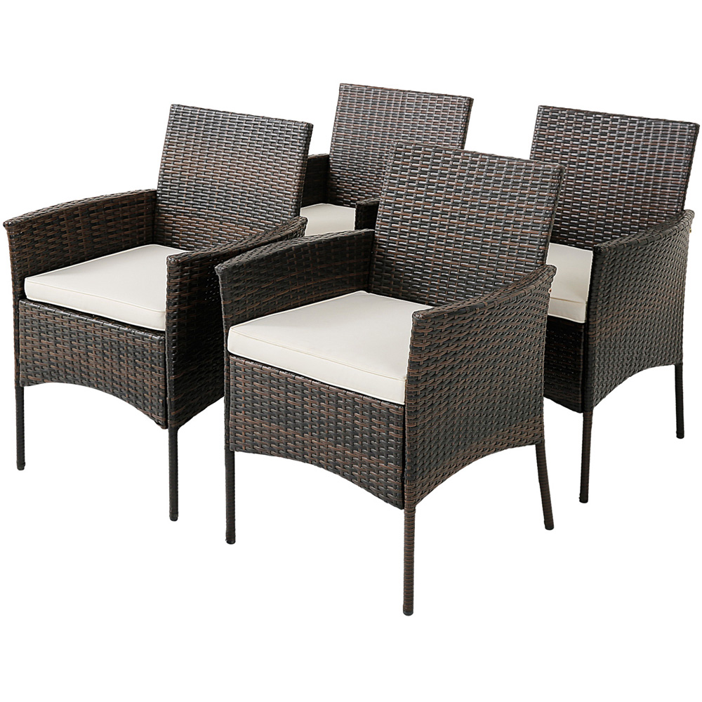 Costway Set of 4 PE Wicker Garden Dining Chair Image 2