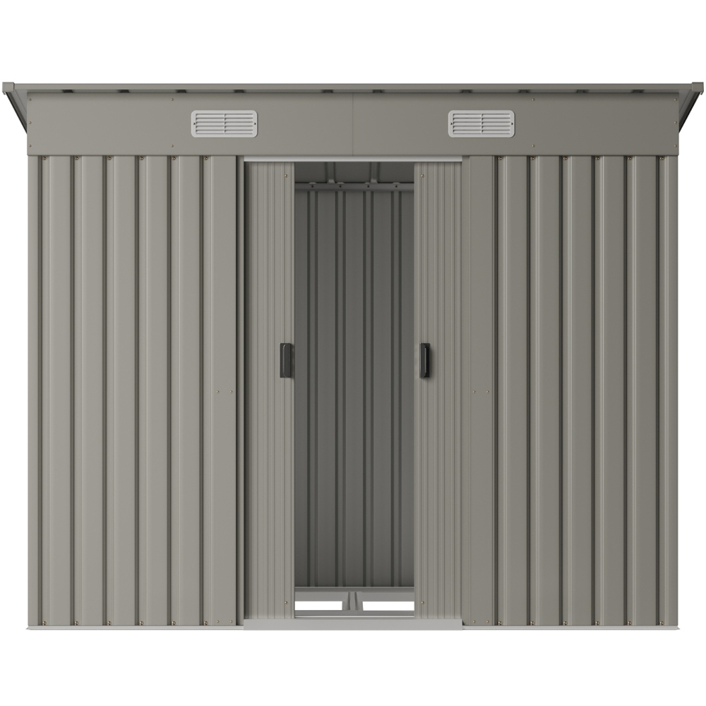 Living and Home 4 x 8ft Grey Metal Pent Garden Tool Shed with Foundation Image 4