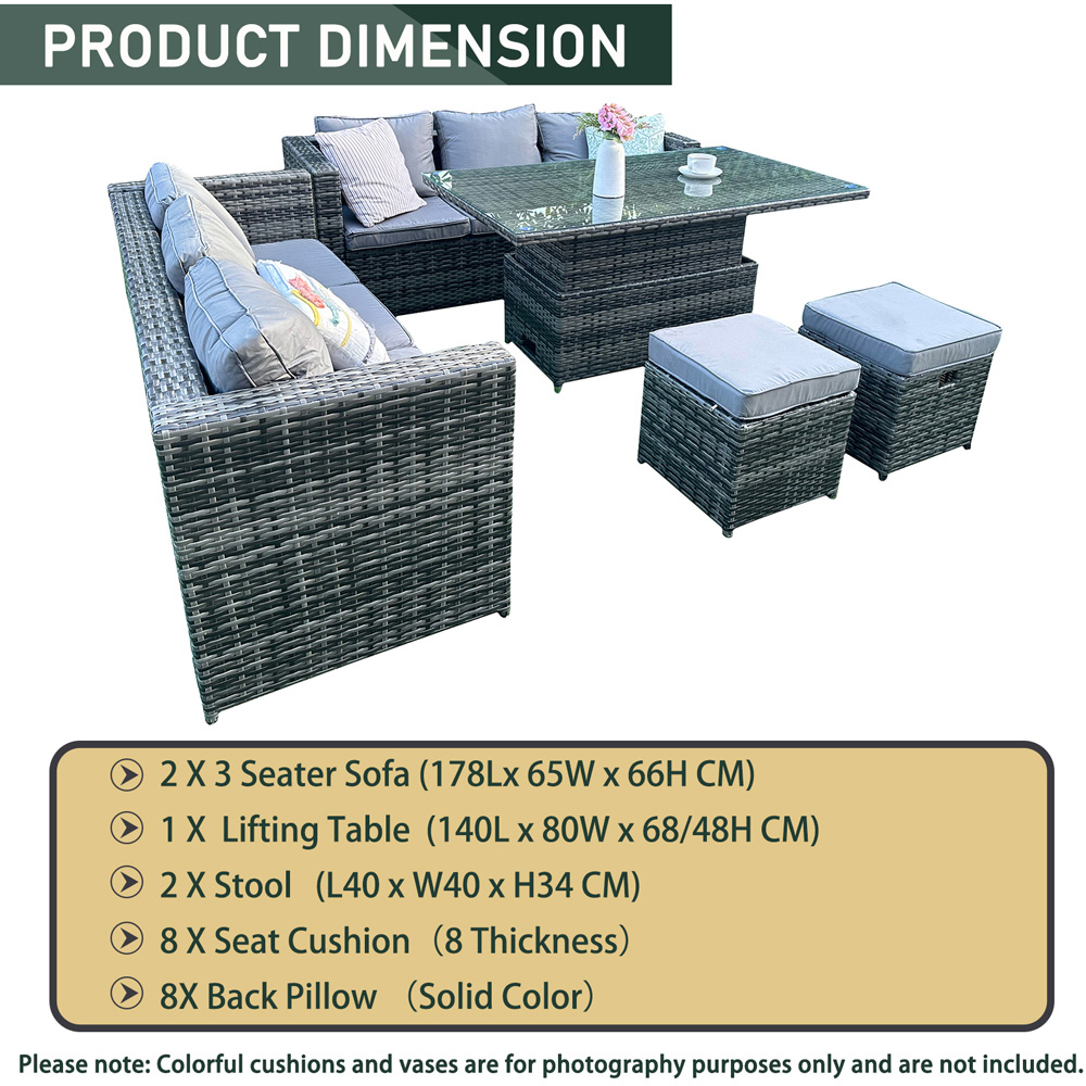 Florence 8 Seater Rattan Garden Lounge Set Image 6