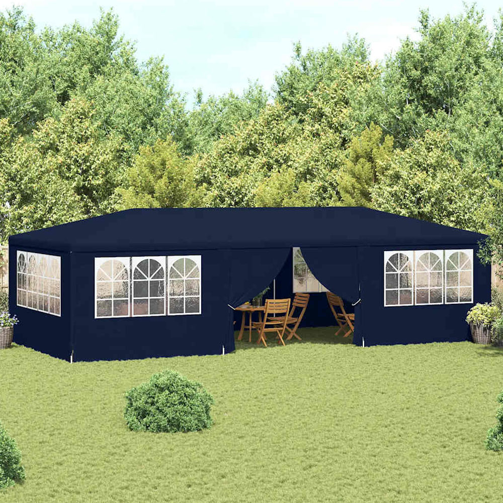 vidaXL 4 x 9m Blue Party Tent with Sidewalls Image 1