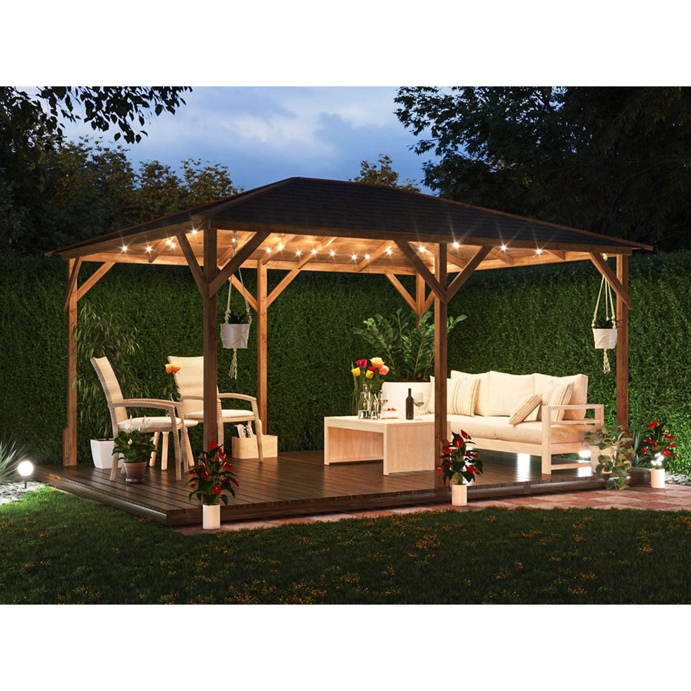Dunster House Utopia 430 4 x 3m Brown Wooden Gazebo with Roof Shingles Image 4