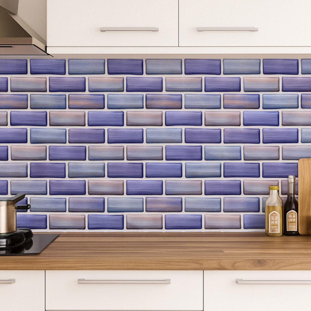 Living and Home Brick Effect Multicolour Self Adhesive Wall Sticker 10 Pack Image 1