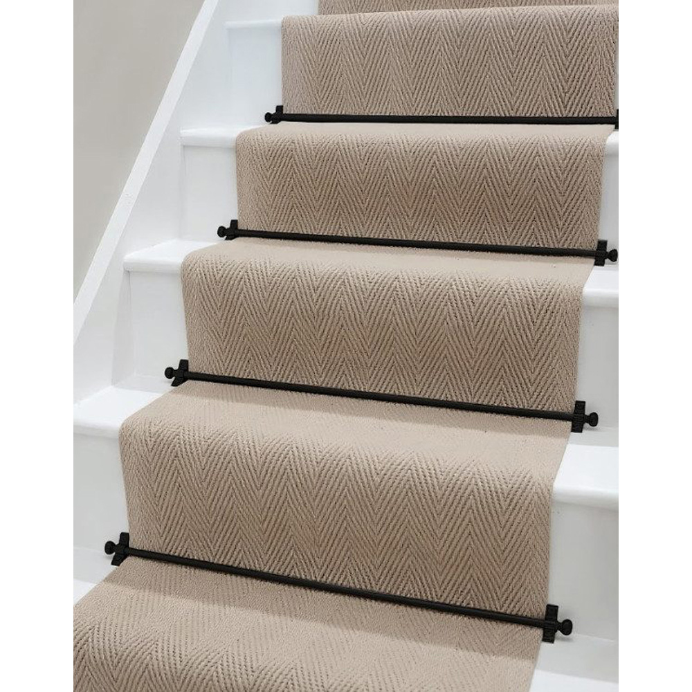 New Edge Blinds Matt Black Ball End Finial Premium Metal Stair Rod Set 72.5cm x 10mm 13 Pack Image 2