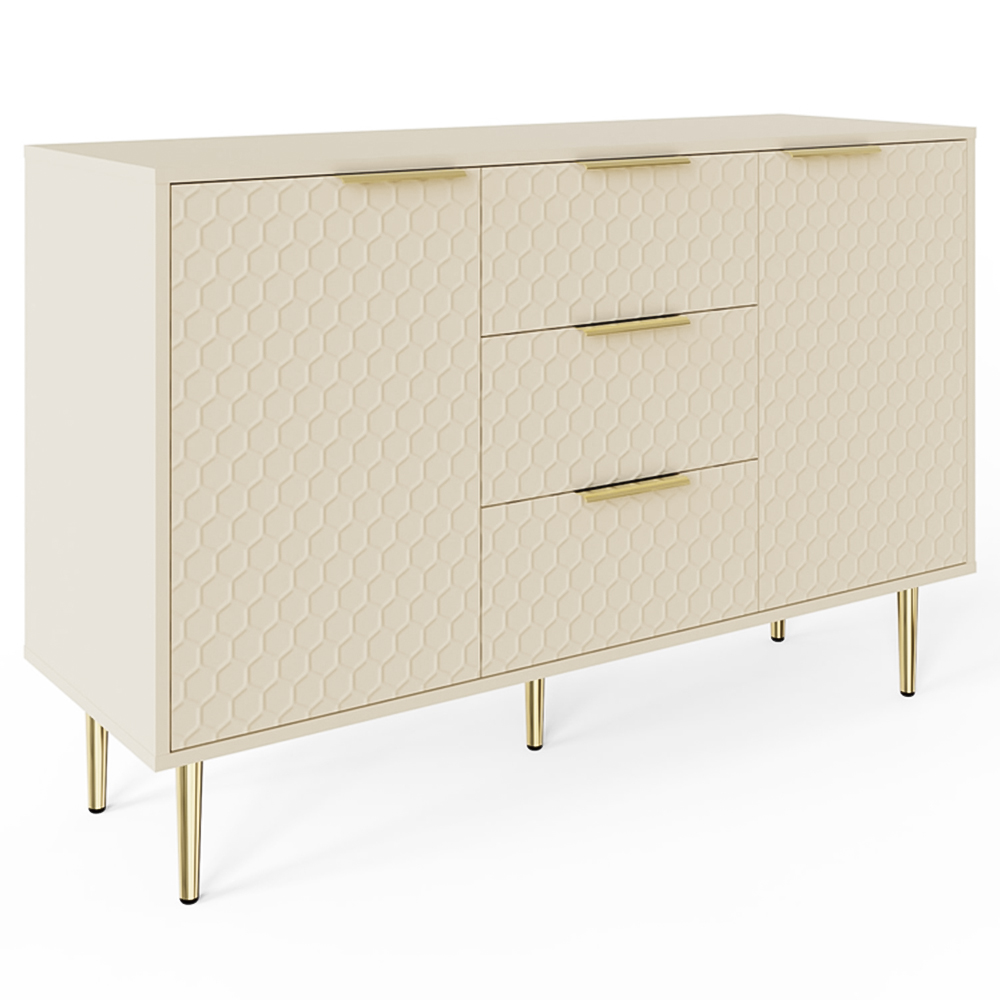 GFW Azariah 2 Door 3 Drawer Ivory Large Sideboard Image 2