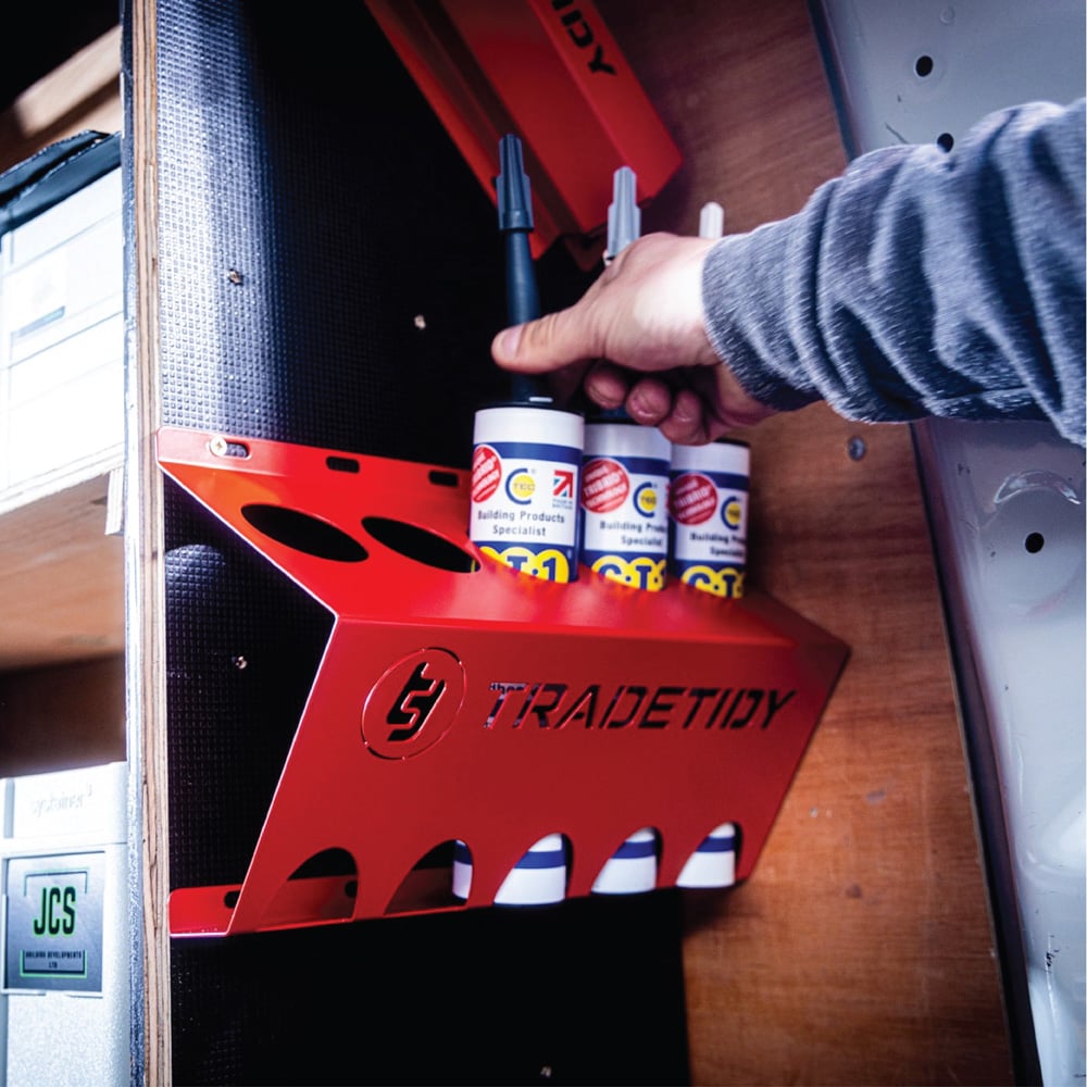 TradeTidy 2 Piece Red Steel Silicone Tube and Wipes Holder Set Image 4