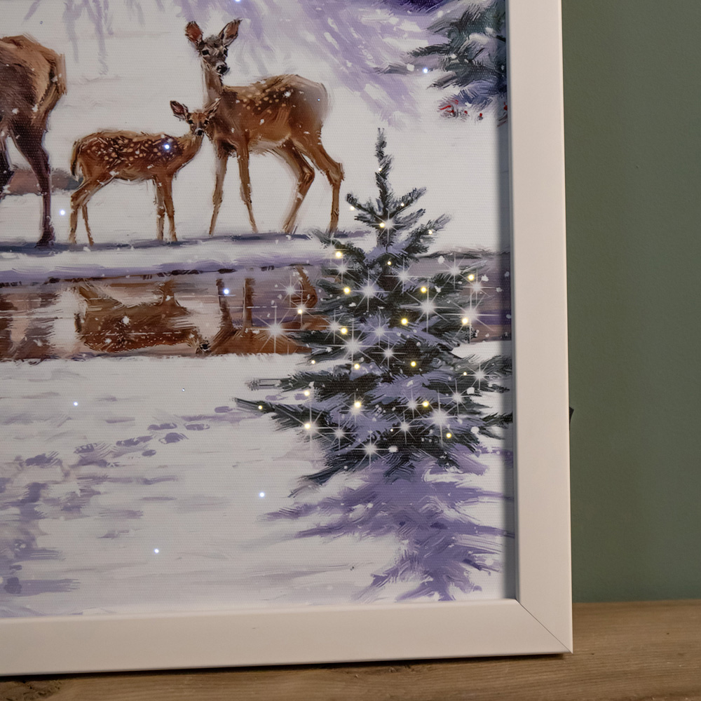 Samuel Alexander Warm and Twinkling White LED Family of Deers Canvas 40 x 40cm  Image 3