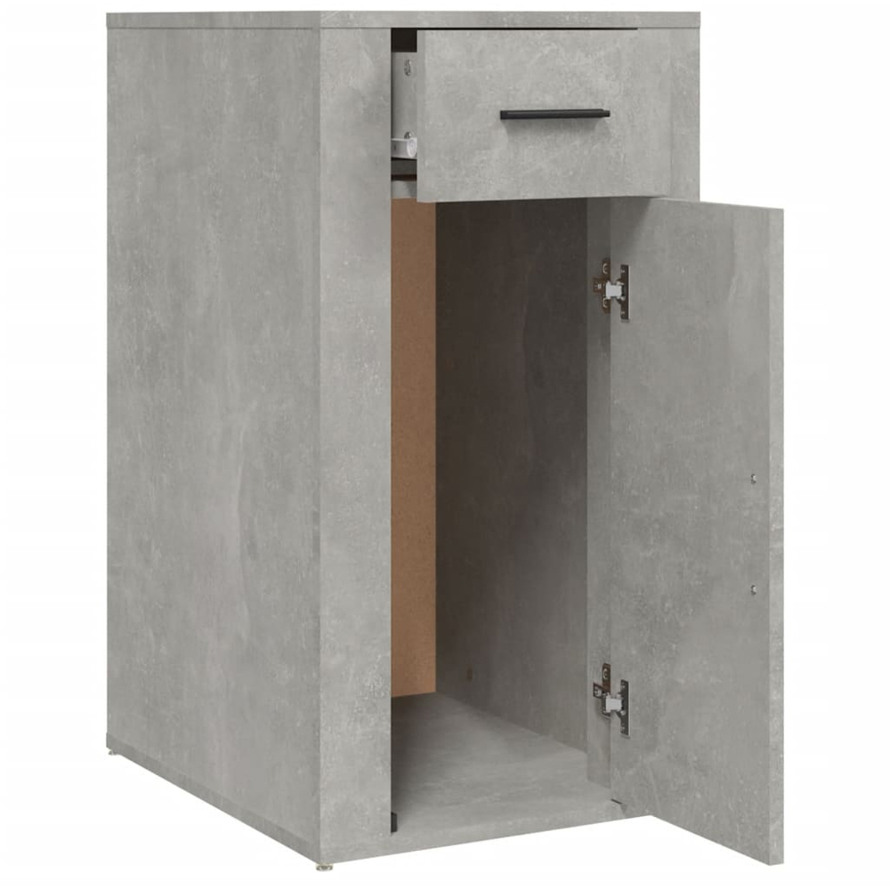vidaXL Single Door Single Drawer Concrete Grey Wooden Desk Cabinet Image 3