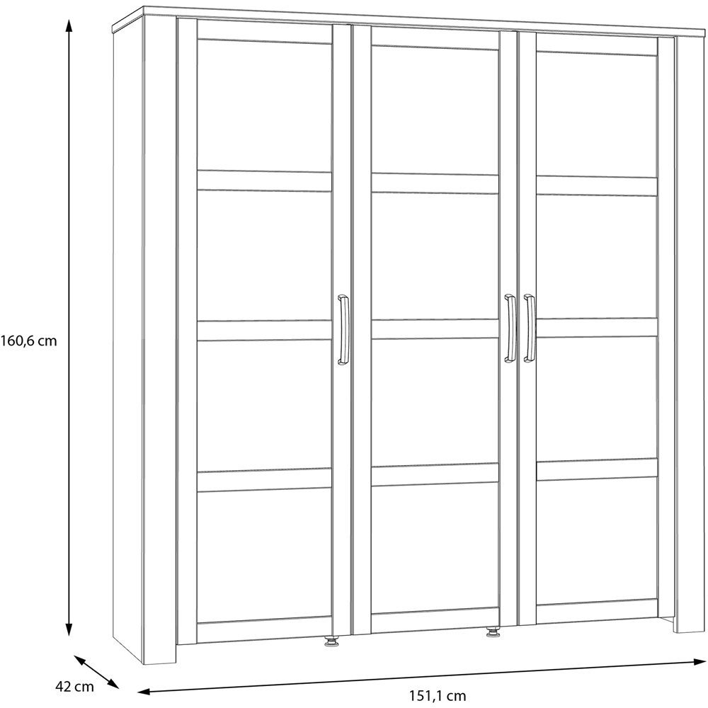 Florence Bohol 3 Door Riviera Oak and Grey Oak Large LED Display Cabinet Image 7