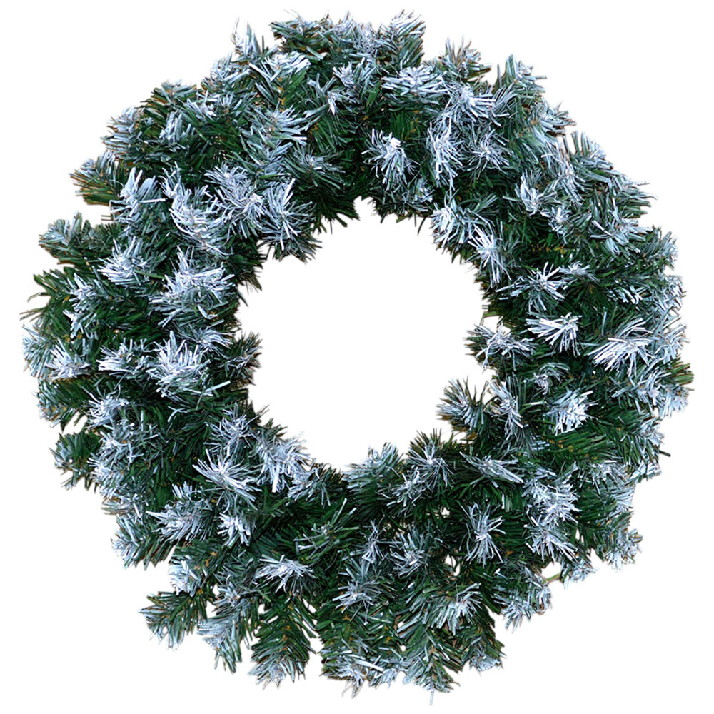 Samuel Alexander Premier Snow Tipped Green Pine PVC Christmas Door Wreath 55cm Image 1