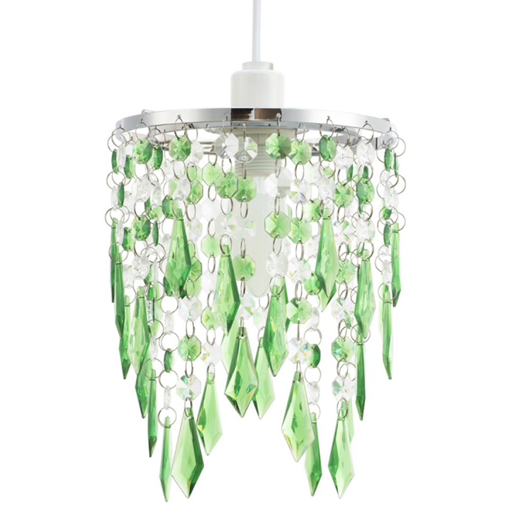 Happy Homewares Waterfall Design Clear and Emerald Acrylic Drops and Beads Pendant Shade Image 1