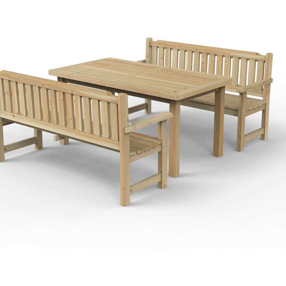 Forest Garden Rosedene 6 Seater Dining Table and Bench Set Image 2