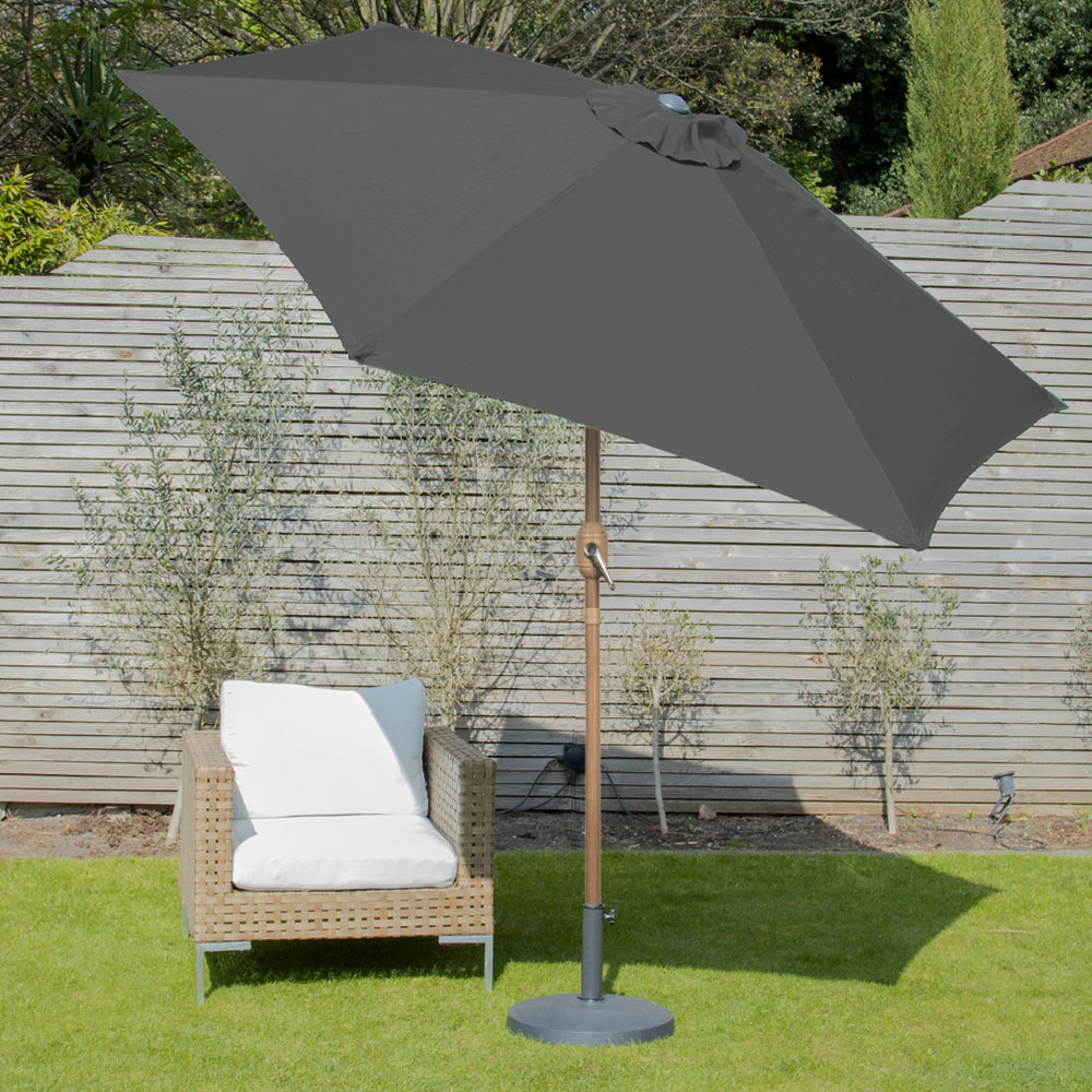 Gardenkraft Charcoal Crank and Tilt Wooden Parasol 2.7m Image 2