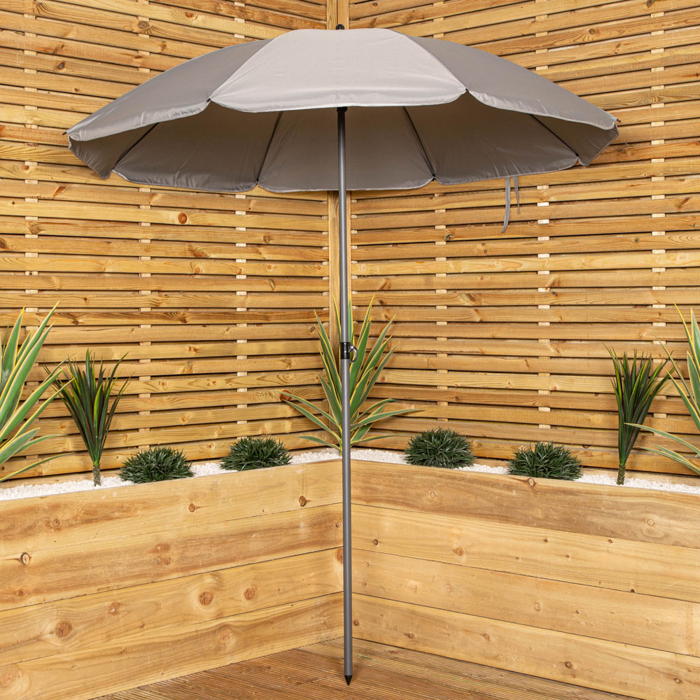Samuel Alexander 4 Seater Patio Dining Set Grey with Parasol Image 3