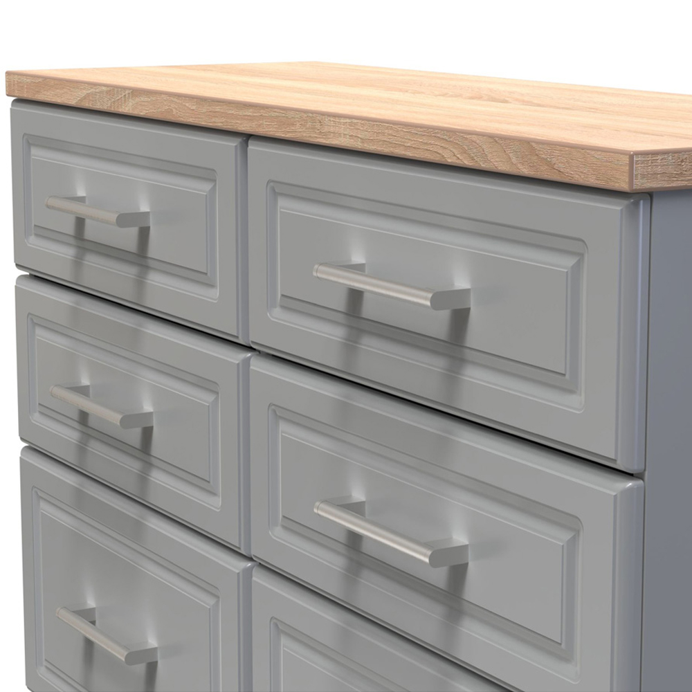 Crowndale Kent 6 Drawer Dusk Grey and Bardolino Oak Midi Chest of Drawers Image 5