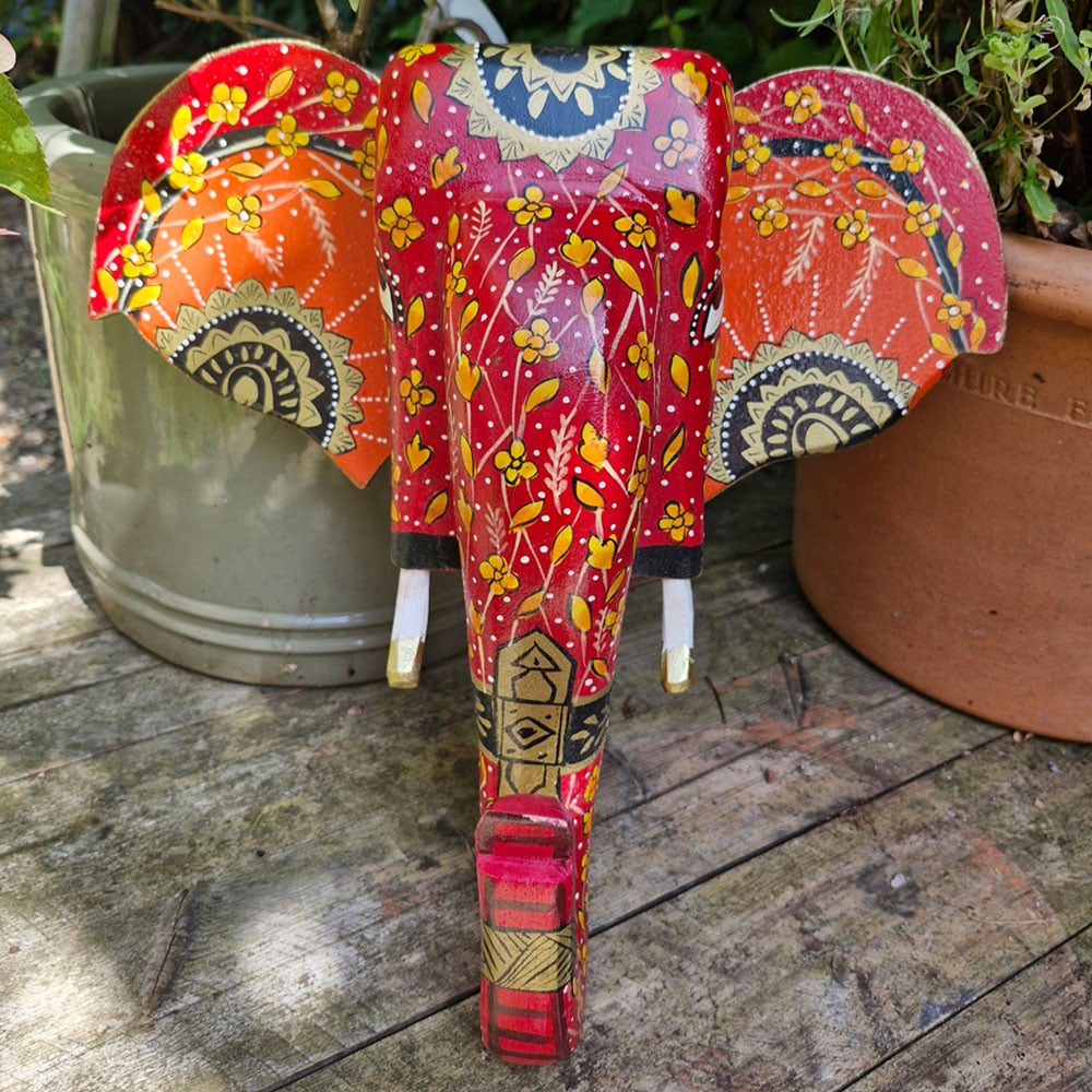 Inspirational Gifting Mango Wood Elephant Head Wall Art 36 x 36cm Image 2