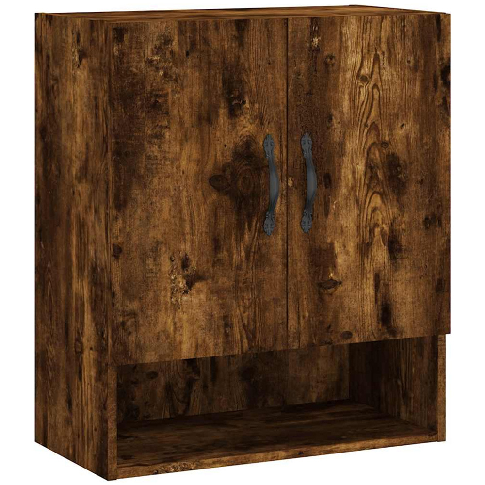 vidaXL 2 Door Single Shelf Smoked Oak Wall Cabinet Image 2
