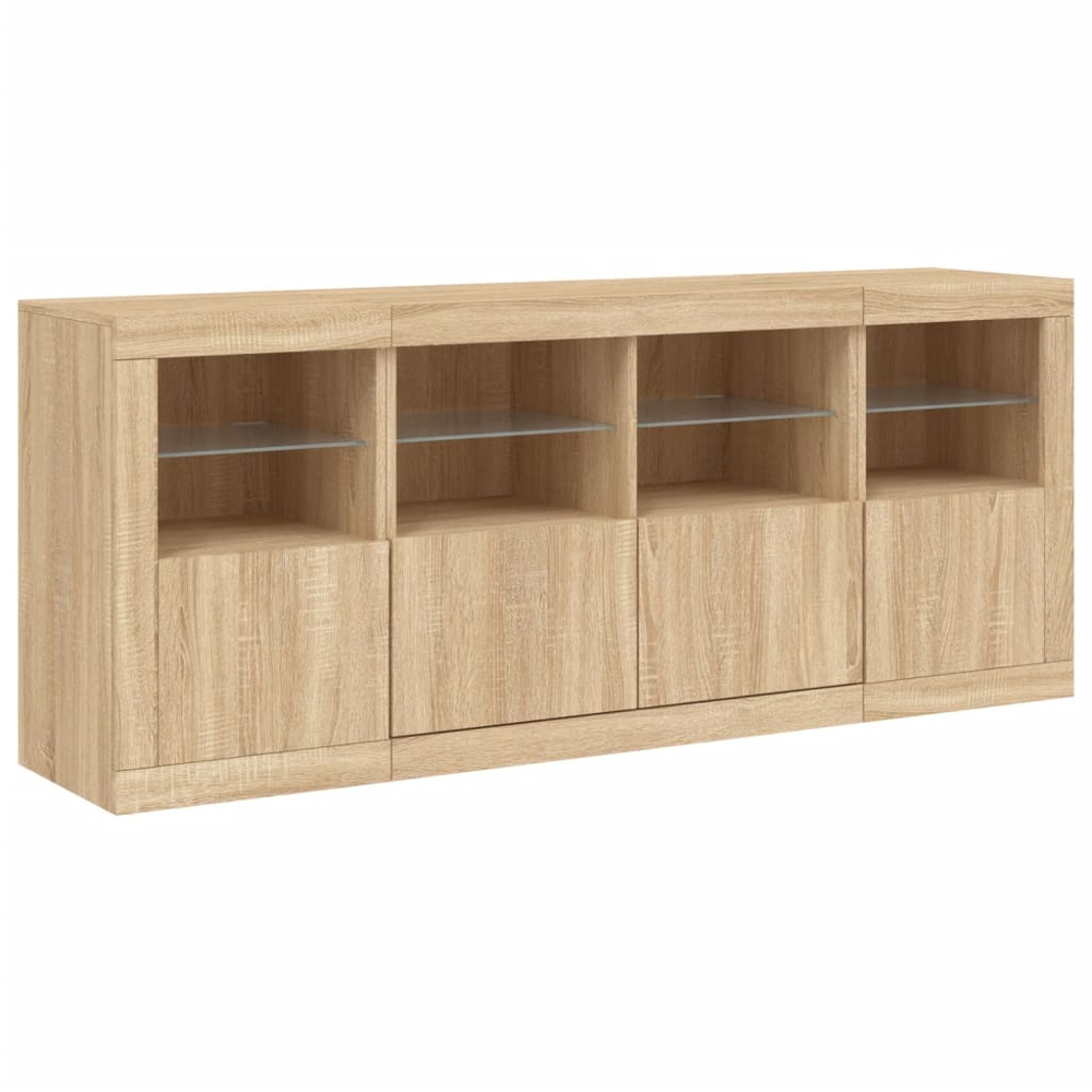 vidaXL 4 Door 8 Shelf Sonoma Oak Sideboard with LED Lights Image 5