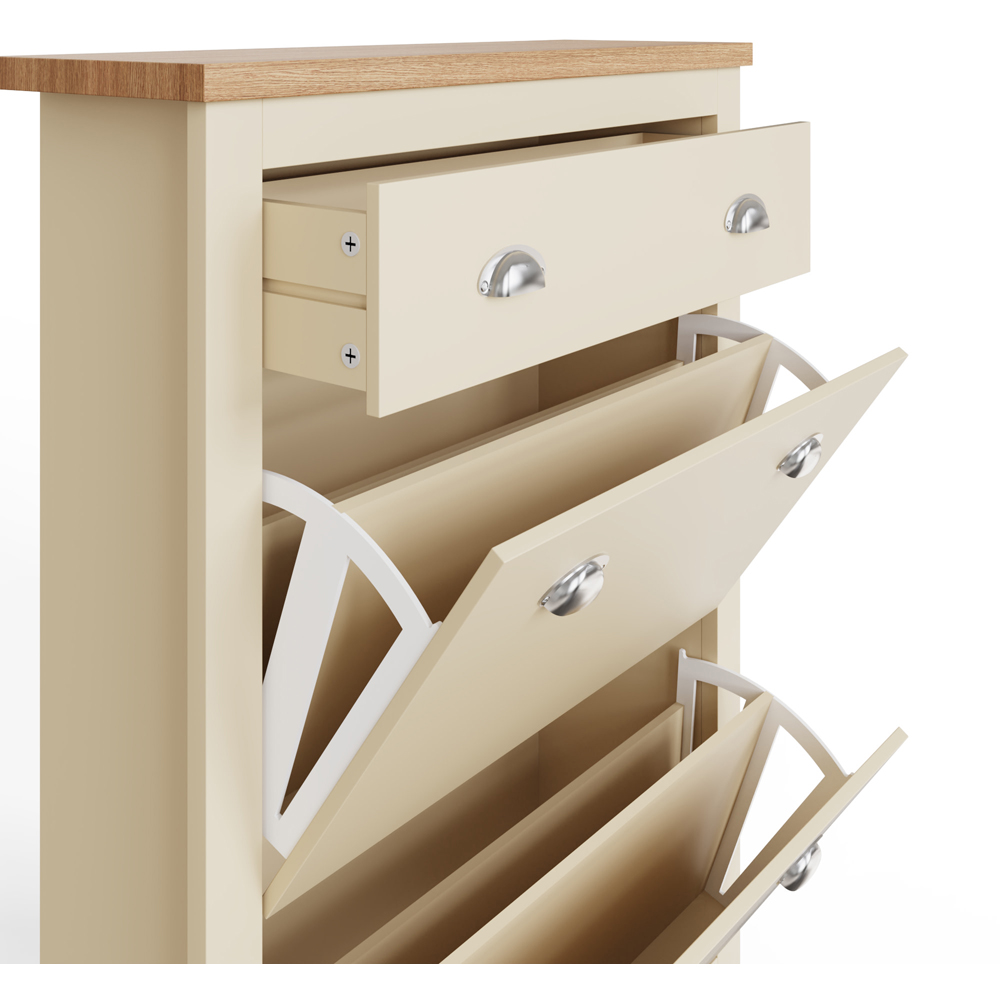 GFW Lancaster Cream 2 Door 1 Drawer Shoe Cabinet Image 5