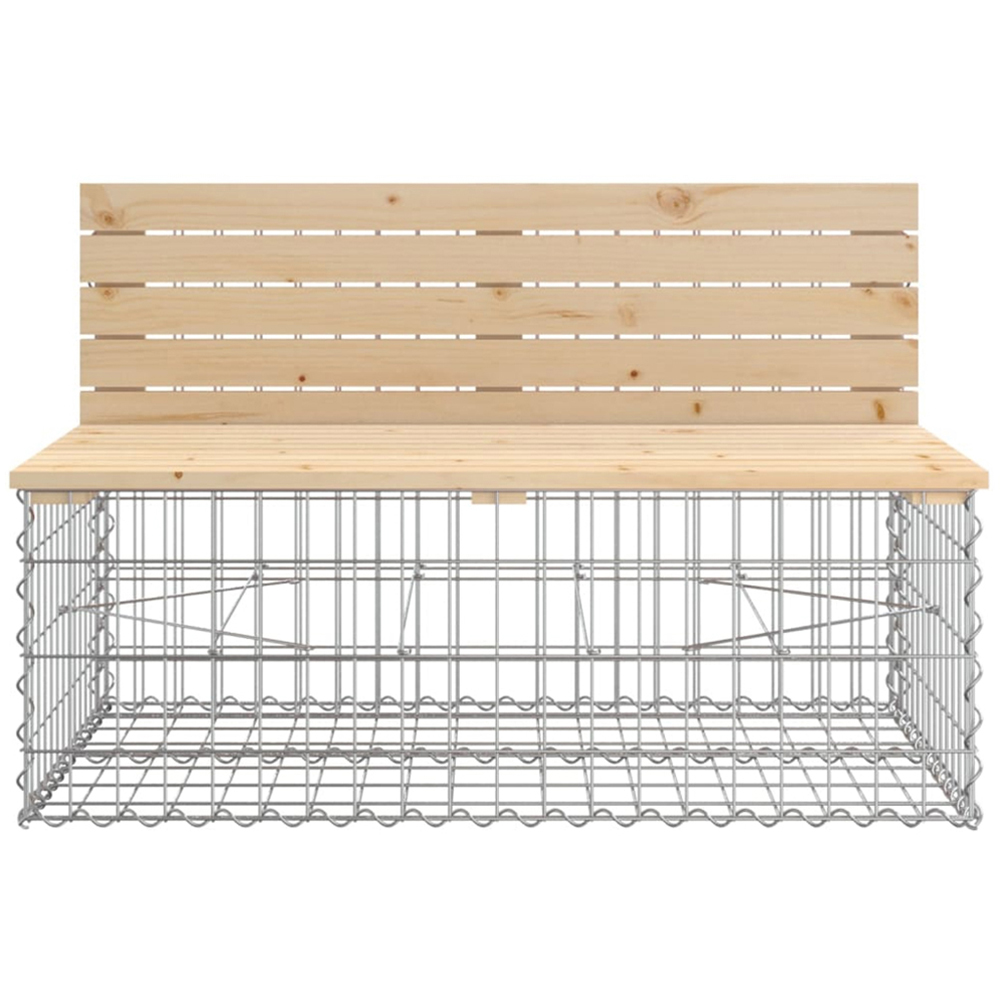 vidaXL 6 Seater Natural Solid Wood Pine Gabion Garden Bench Image 5