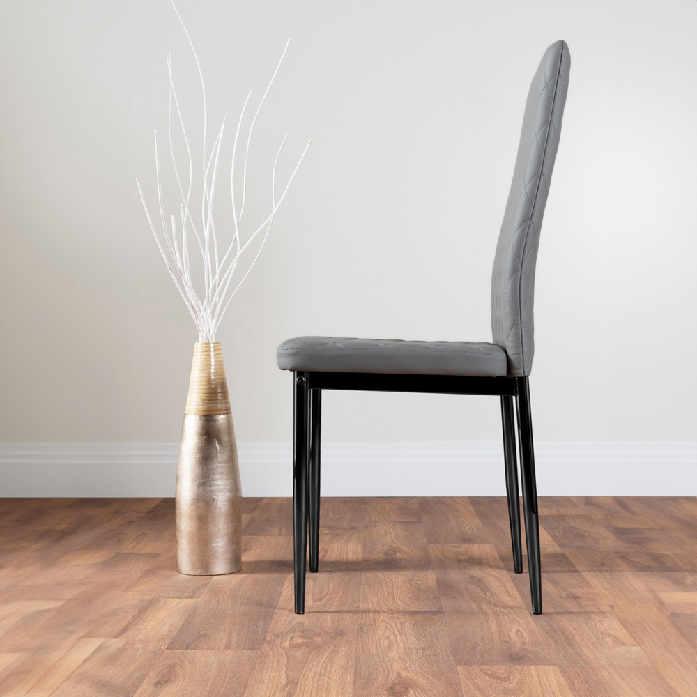 Furniturebox Arona Valera Glass 4 Seater Round Dining Set Black and Grey Image 4