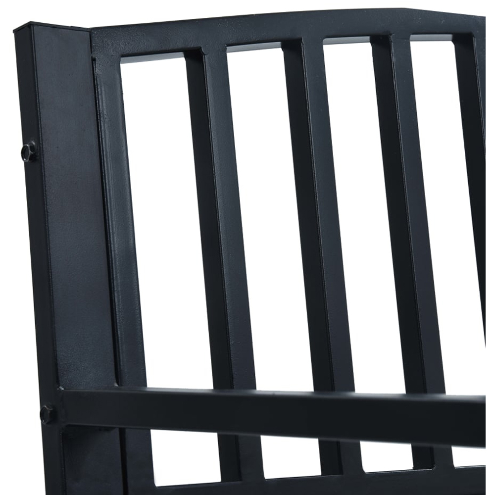 vidaXL 2 Seater Black Powder Coated Steel Garden Bench Image 6