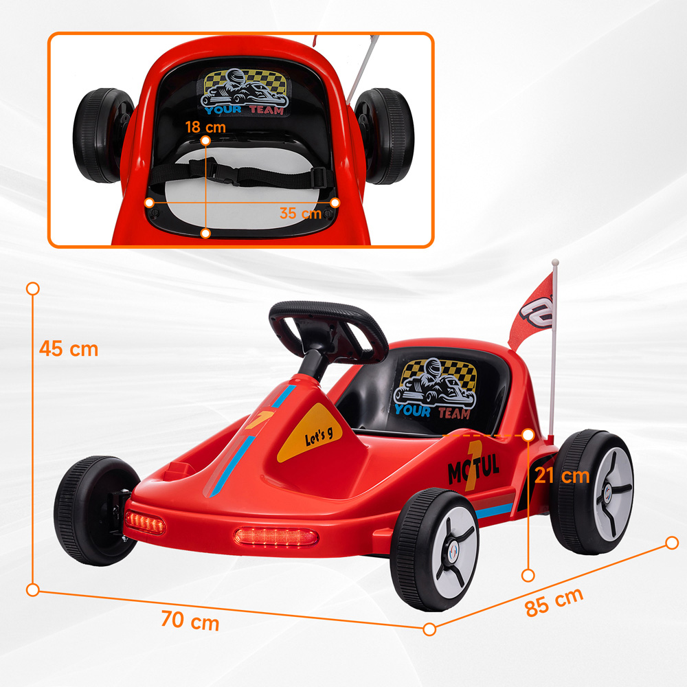 AIYAPLAY Red Kids Electric Go Kart with Music and Light Image 7