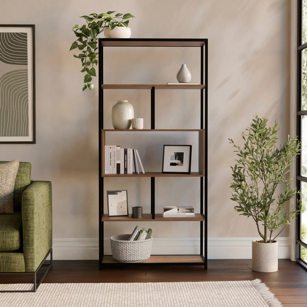 GFW Crue 5 Shelf Walnut Shelving Unit Image 3