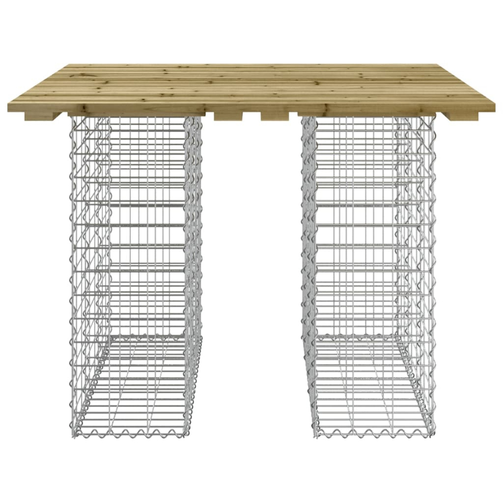 vidaXL Dark Brown Solid Impregnated Pine Wood Gabion Design Garden Table 102 x 100 x 72cm Image 2
