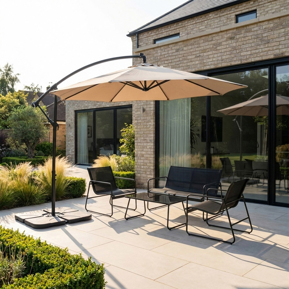 Jack Stonehouse Beige Crank Banana Hanging Parasol 3m Image 2
