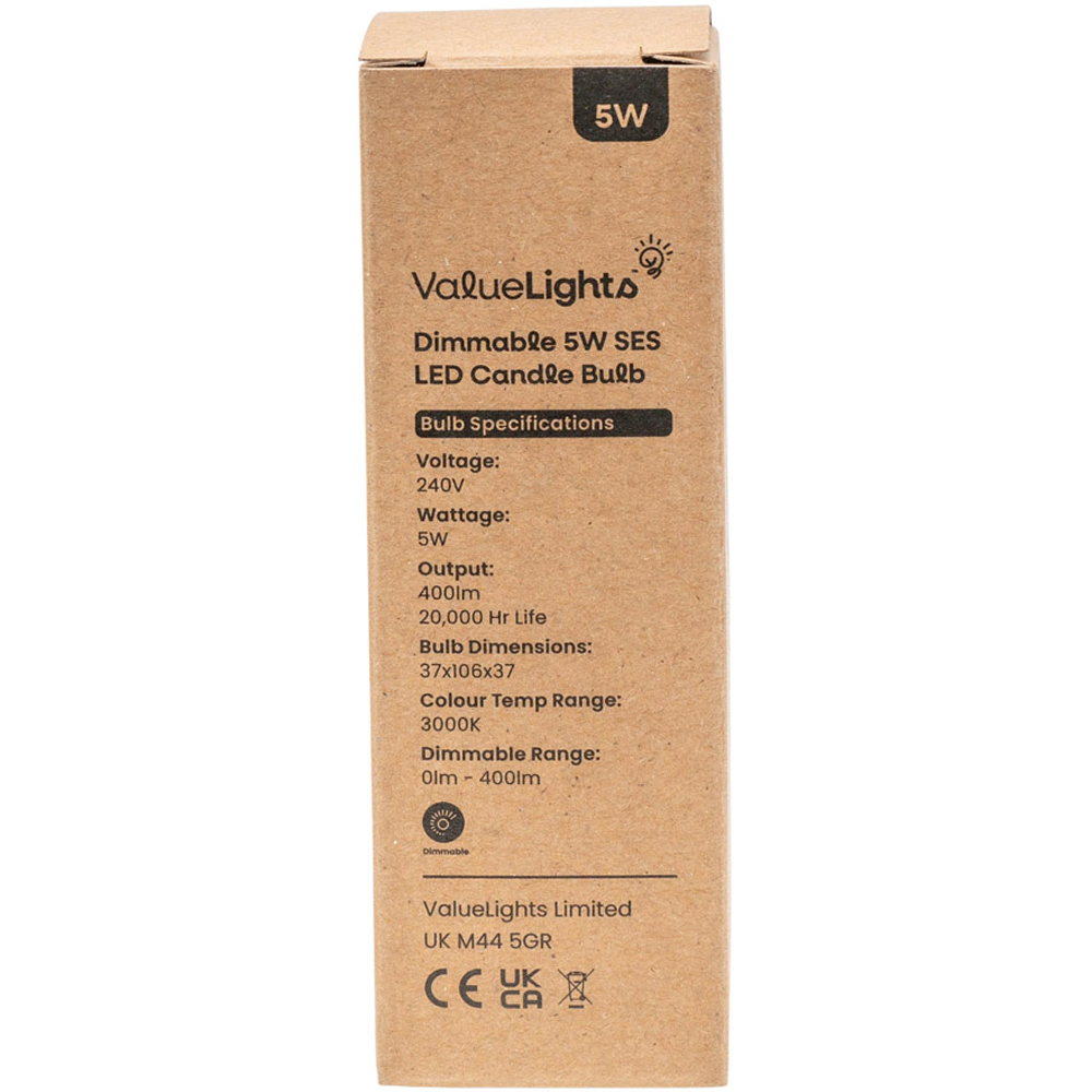 ValueLights 5W 3000K Warm White Dimmable Candle E14 LED Light Bulb 4 Pack Image 4