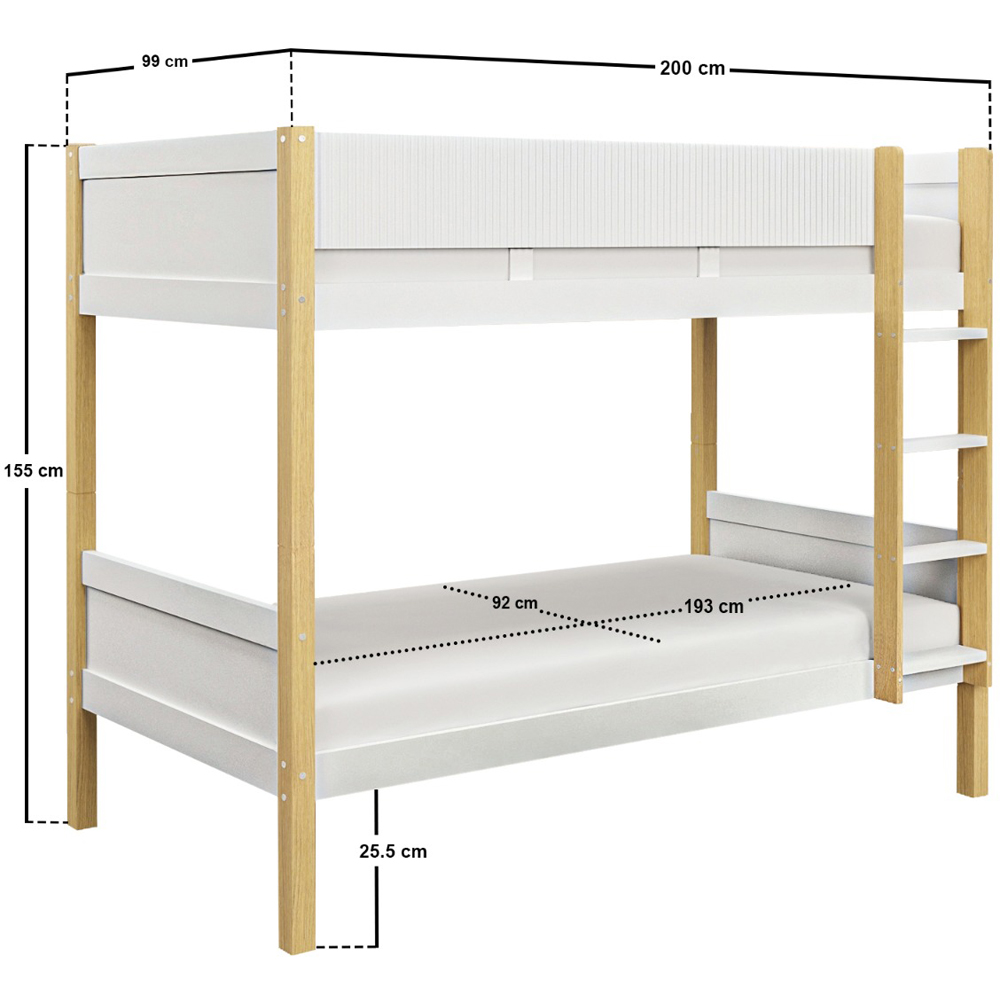 Flair Mateo White Ribbed Detachable Bunk Bed Image 7
