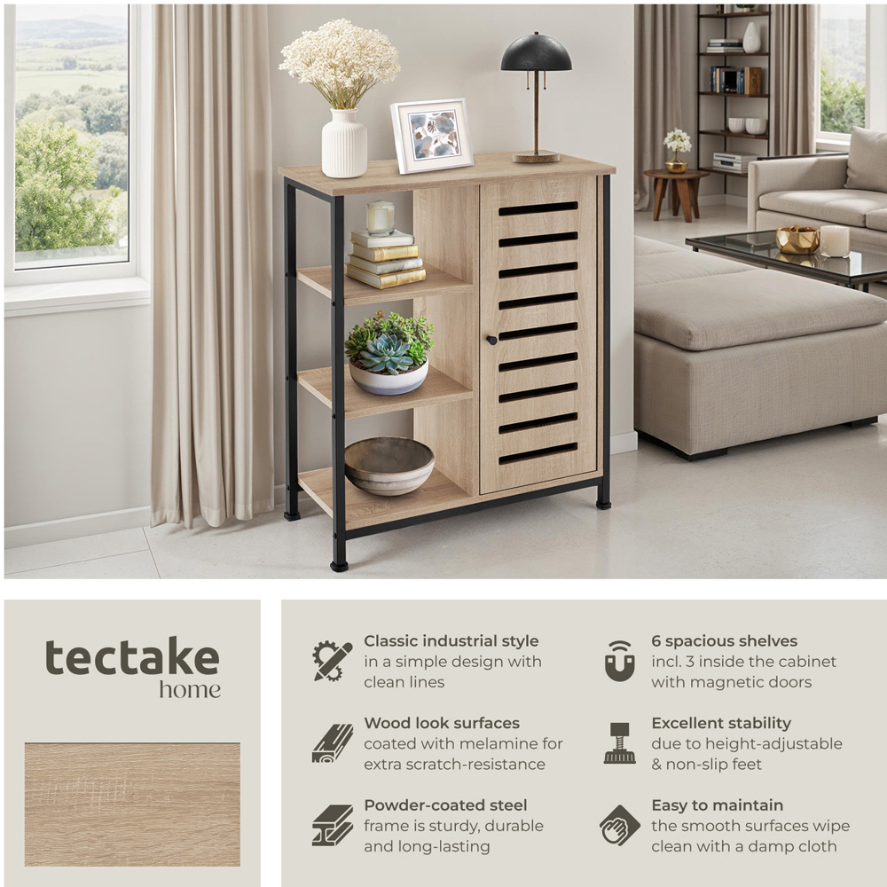 Tectake Runcorn Single Door 3 Shelf Sonoma Oak Sideboard Image 3