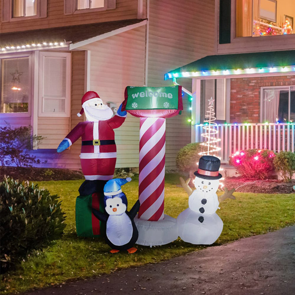 SO Christmas Inflatable Santa with Penguin and Snowman 5.2ft Image 1