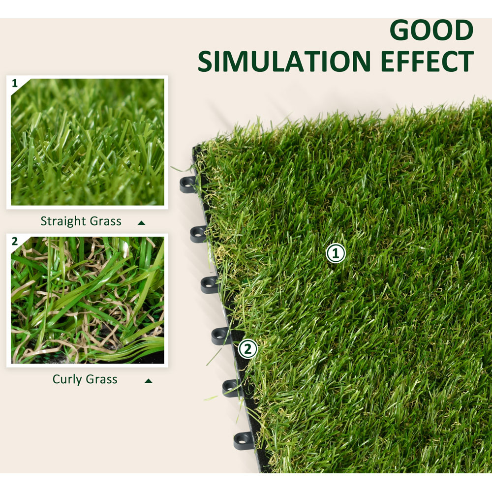 Outsunny 25mm Dark Green Weatherproof Artificial Grass Turf Tile 30 x 30cm 10 Pack Image 5