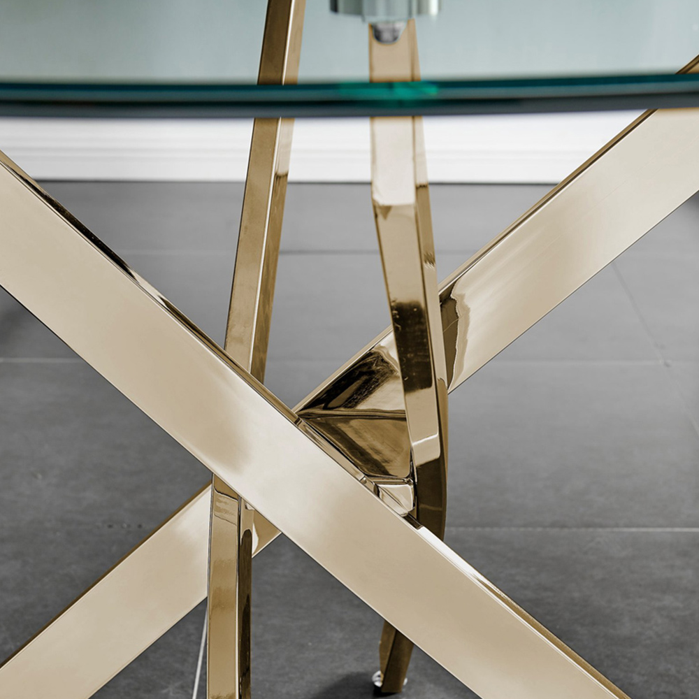 Furniturebox Arona Cesano 6 Seater Round Dining Set Green and Gold Image 6