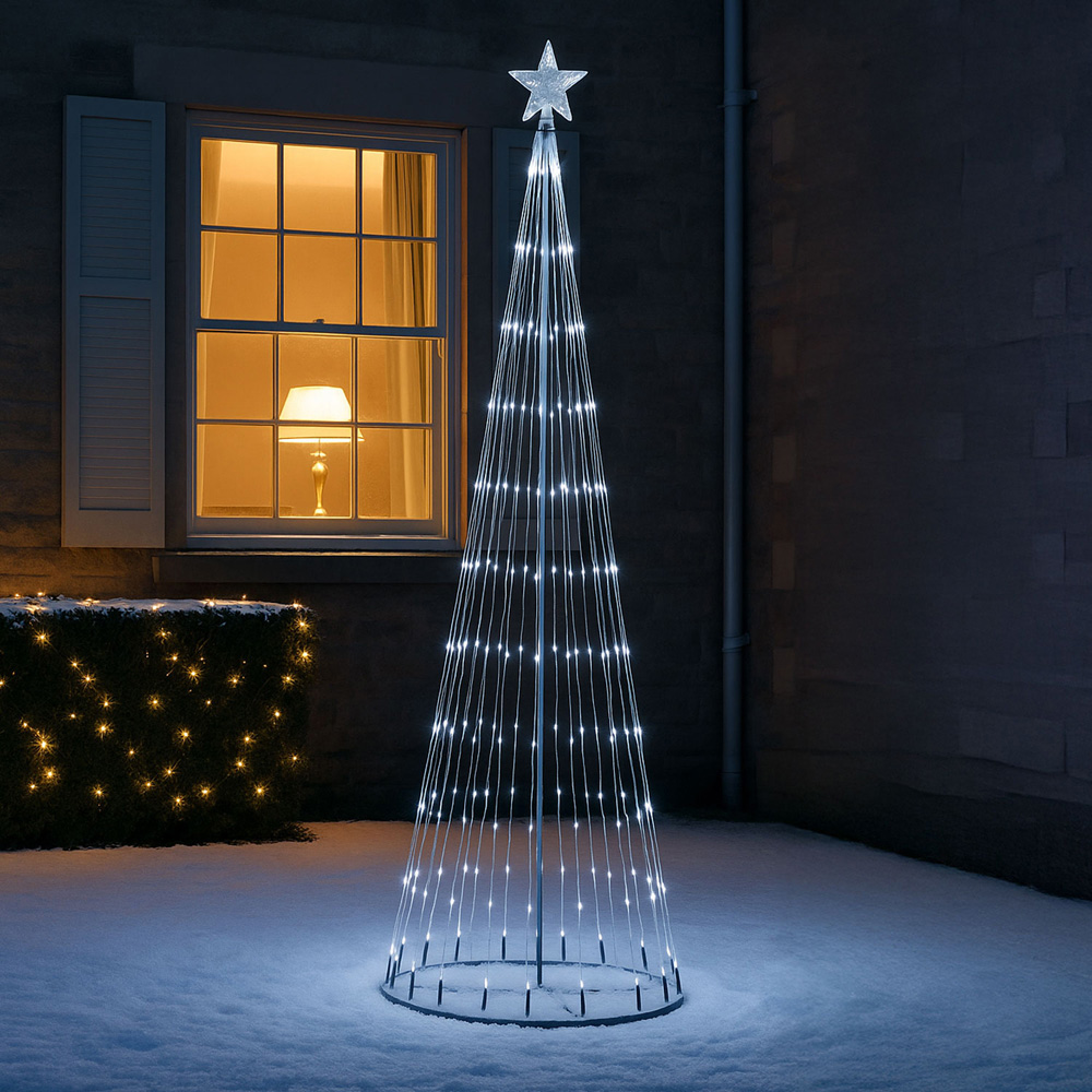 Neo Multicolour Waterfall LED Outdoor Christmas Tree with Remote 8ft Image 3