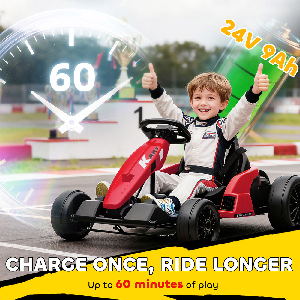 Tommy Toys AIYAPLAY Kids Red Electric Ride One Go Kart with Drift Mode and Adjustable Seat 24V Image 5