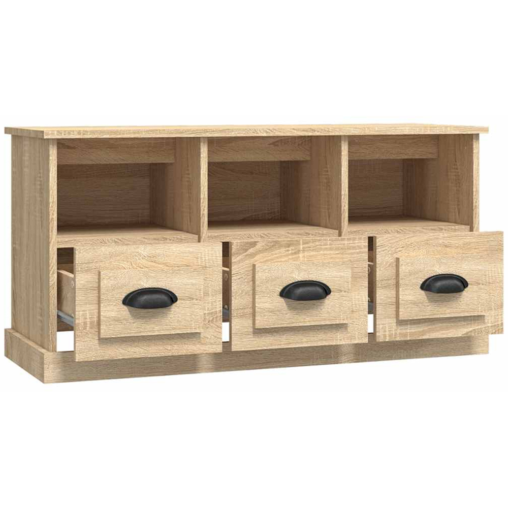vidaXL 3 Drawer 3 Shelf Sonoma Oak TV Cabinet Image 7