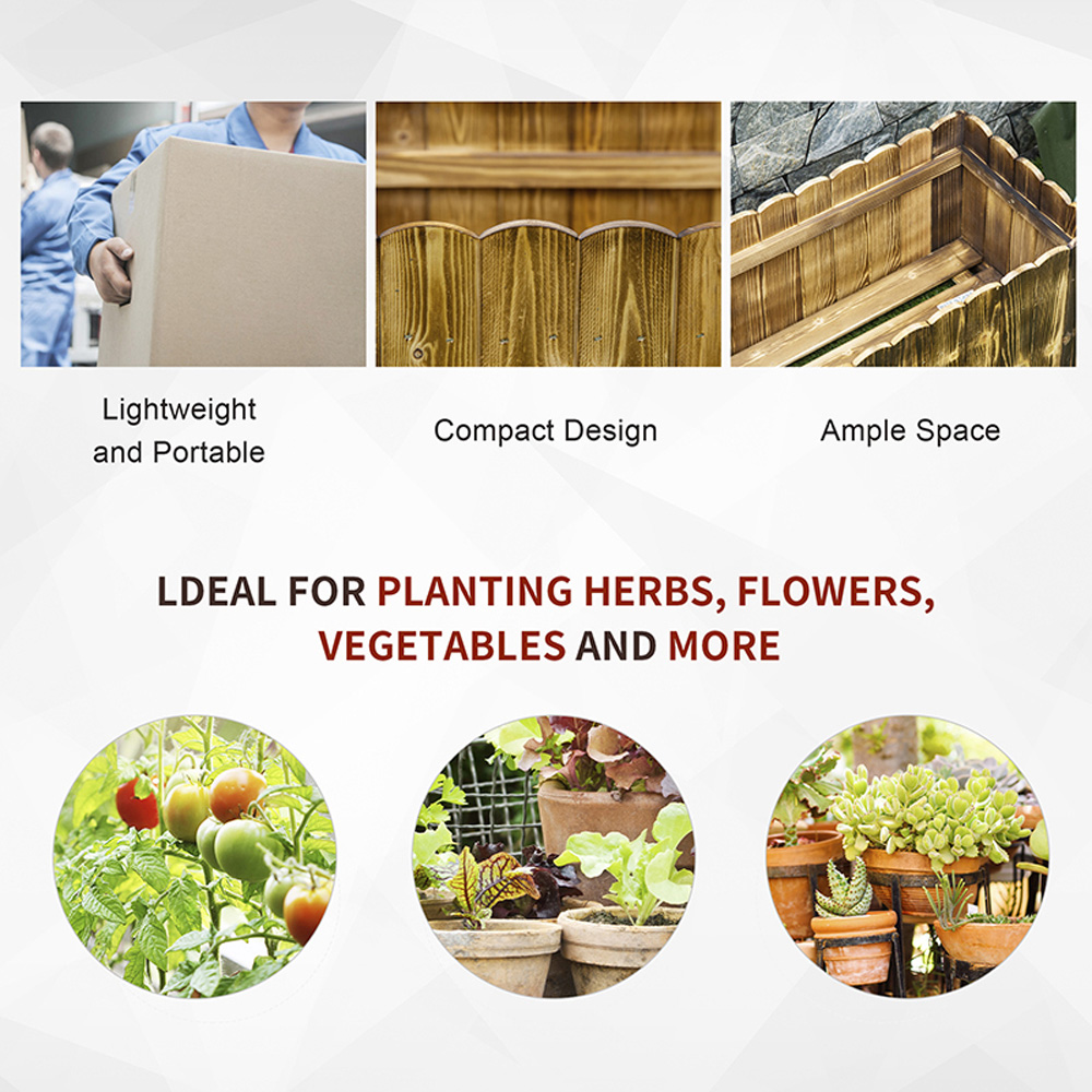 Outsunny Wooden Rectangular Raised Bed Planter 30 x 33 x 80cm Image 4