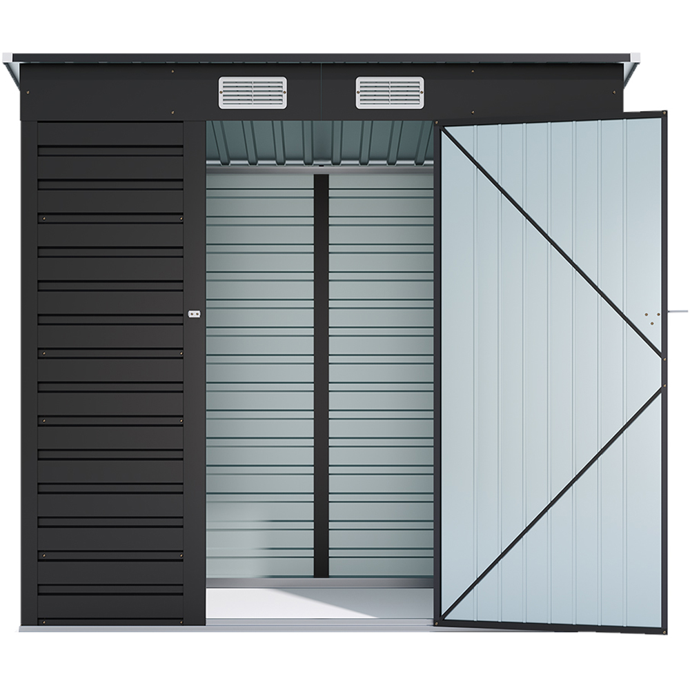 Living and Home 6.1 x 4ft Outdoor Galvanised Steel Storage Shed Black Image 3