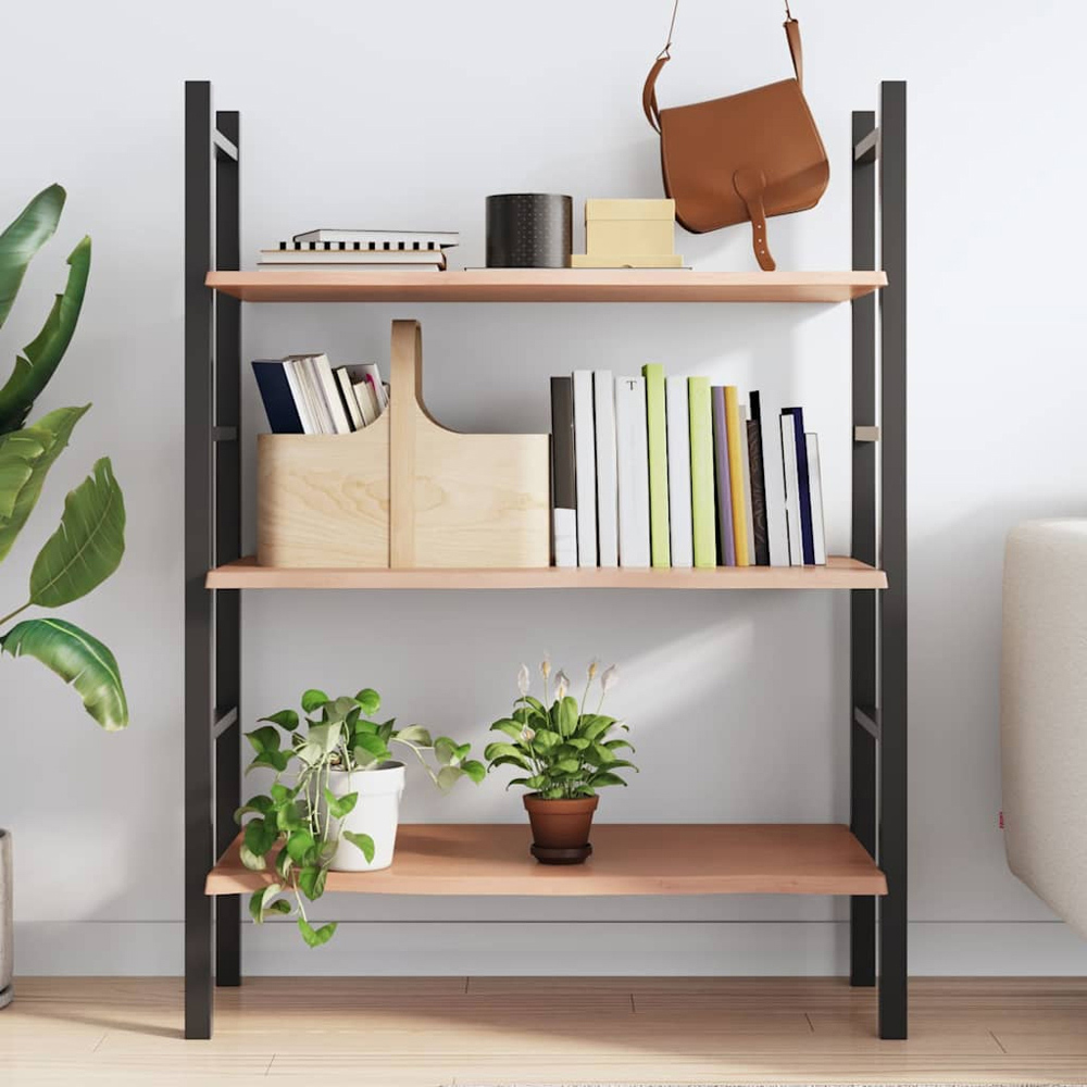 vidaXL 100 x 50 x 2cm Light Brown Treated Solid Wood Oak Wall Shelf Image 2